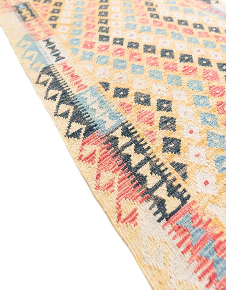 Detail image of  3' 5 x 6' 8  Hand Woven Kilim Maymana Wool Runner Rug