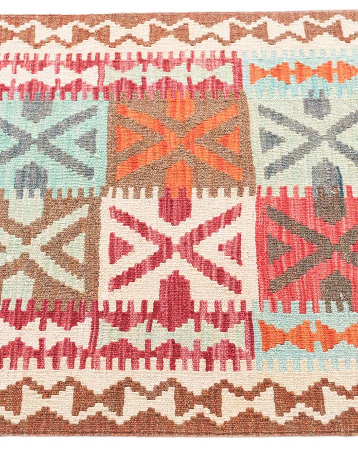 Detail image of  2' 8 x 9' 9  Hand Woven Kilim Maymana Wool Runner Rug
