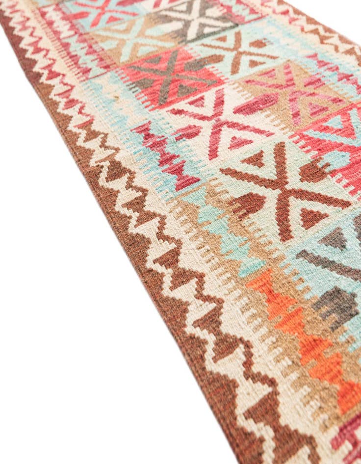Detail image of  2' 8 x 9' 9  Hand Woven Kilim Maymana Wool Runner Rug