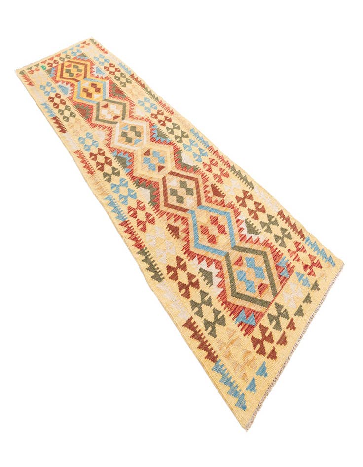 Detail image of  2' 10 x 9' 6  Hand Woven Kilim Maymana Wool Runner Rug