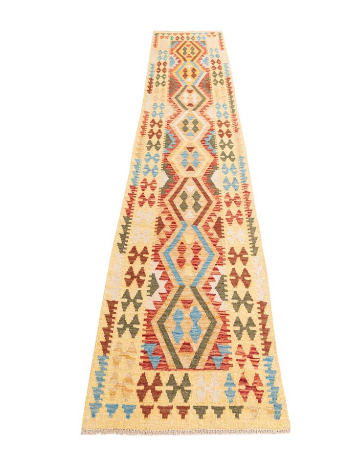 Detail image of  2' 10 x 9' 6  Hand Woven Kilim Maymana Wool Runner Rug