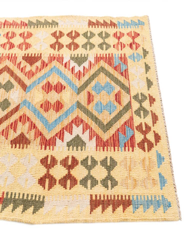 Detail image of  2' 10 x 9' 6  Hand Woven Kilim Maymana Wool Runner Rug