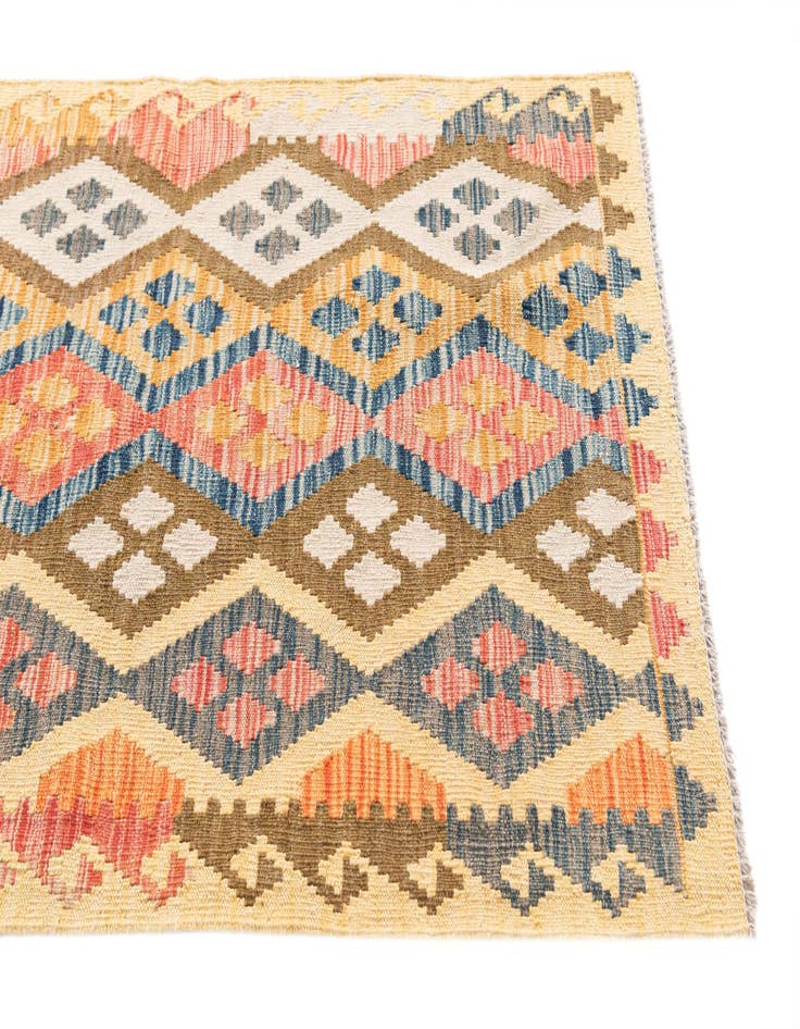 Detail image of  2' 9 x 9' 9  Hand Woven Kilim Maymana Wool Runner Rug