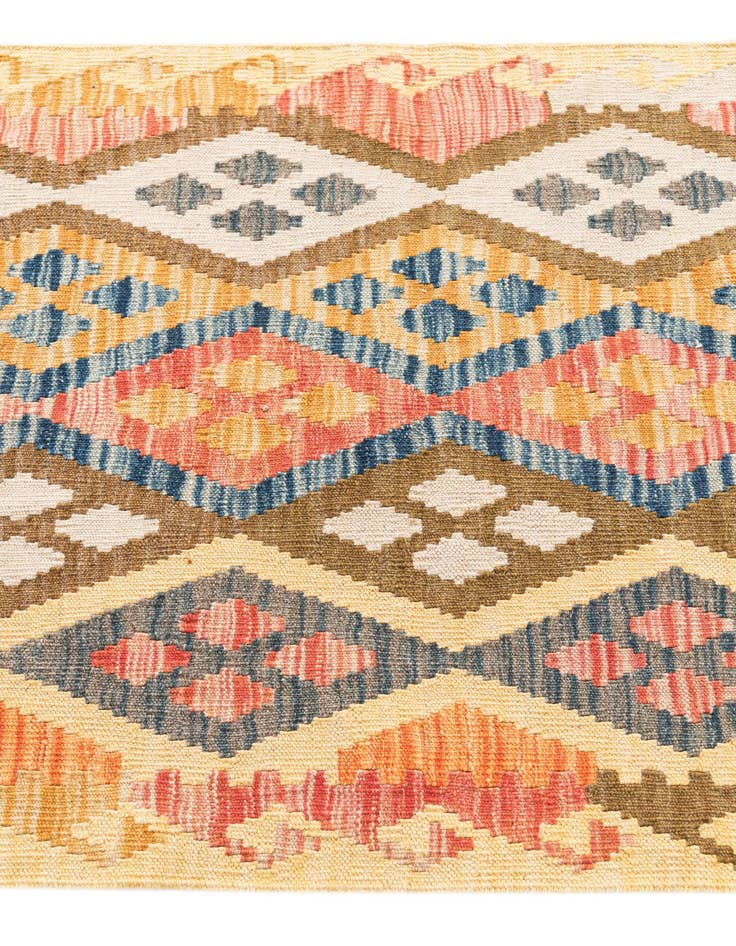 Detail image of  2' 9 x 9' 9  Hand Woven Kilim Maymana Wool Runner Rug
