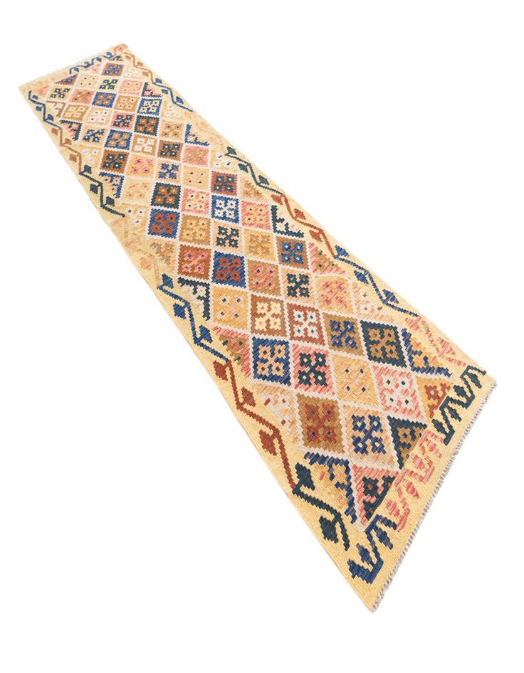 Detail image of  2' 9 x 10'  Hand Woven Kilim Maymana Wool Runner Rug