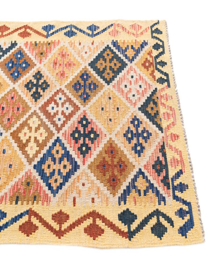 Detail image of  2' 9 x 10'  Hand Woven Kilim Maymana Wool Runner Rug
