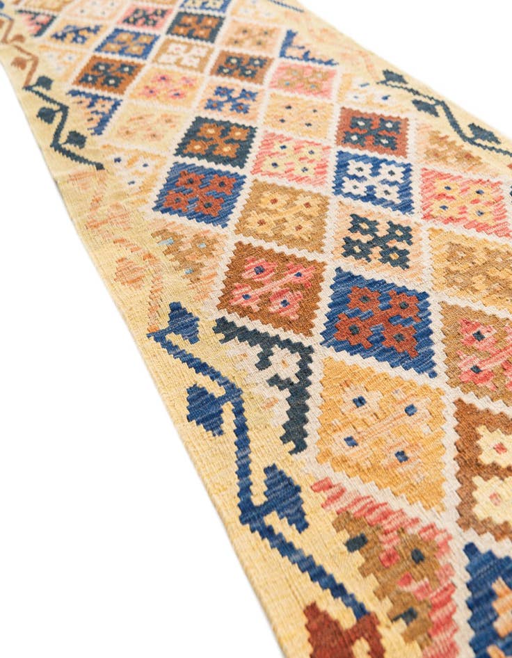 Detail image of  2' 9 x 10'  Hand Woven Kilim Maymana Wool Runner Rug