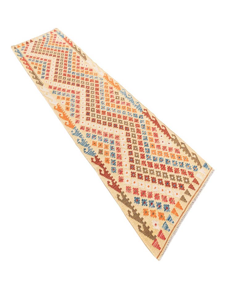 Detail image of  2' 8 x 9' 7  Hand Woven Kilim Maymana Wool Runner Rug