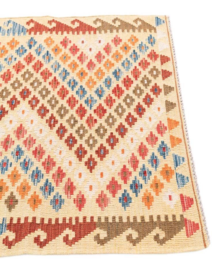Detail image of  2' 8 x 9' 7  Hand Woven Kilim Maymana Wool Runner Rug