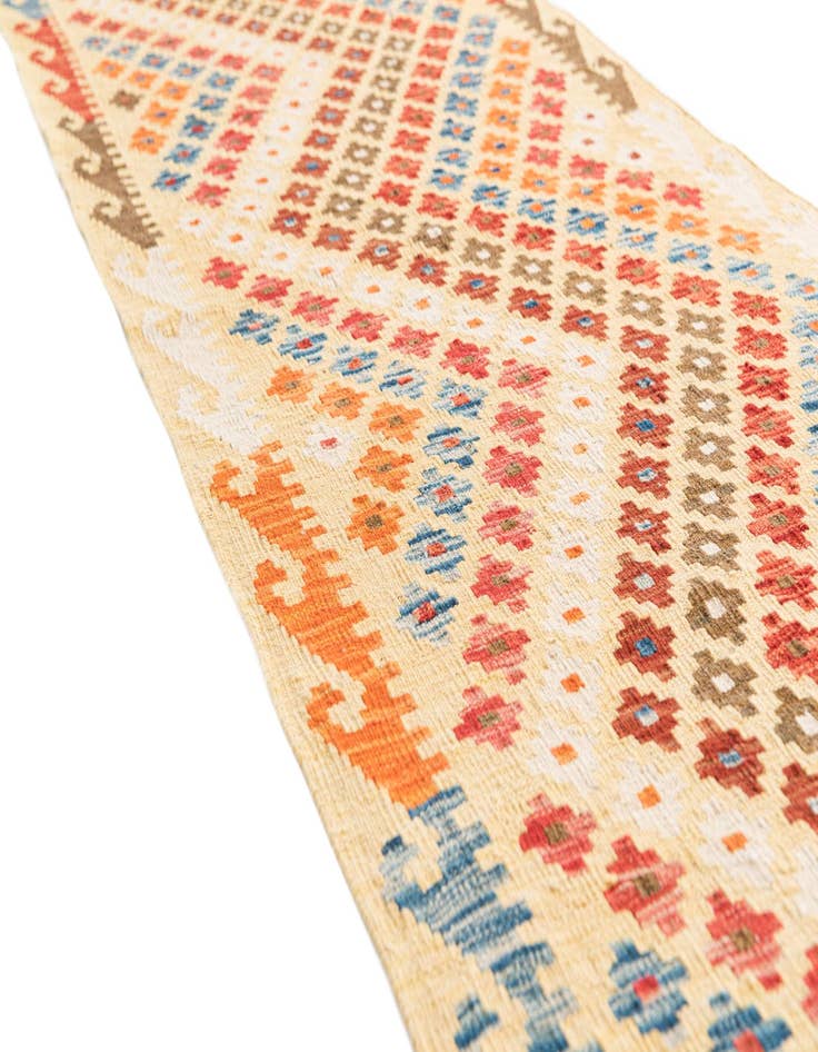 Detail image of  2' 8 x 9' 7  Hand Woven Kilim Maymana Wool Runner Rug