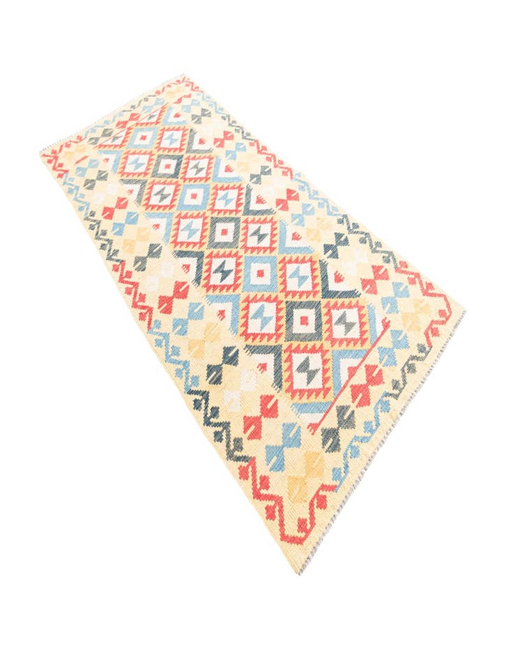 Detail image of  3' 5 x 6' 9  Hand Woven Kilim Maymana Wool Runner Rug