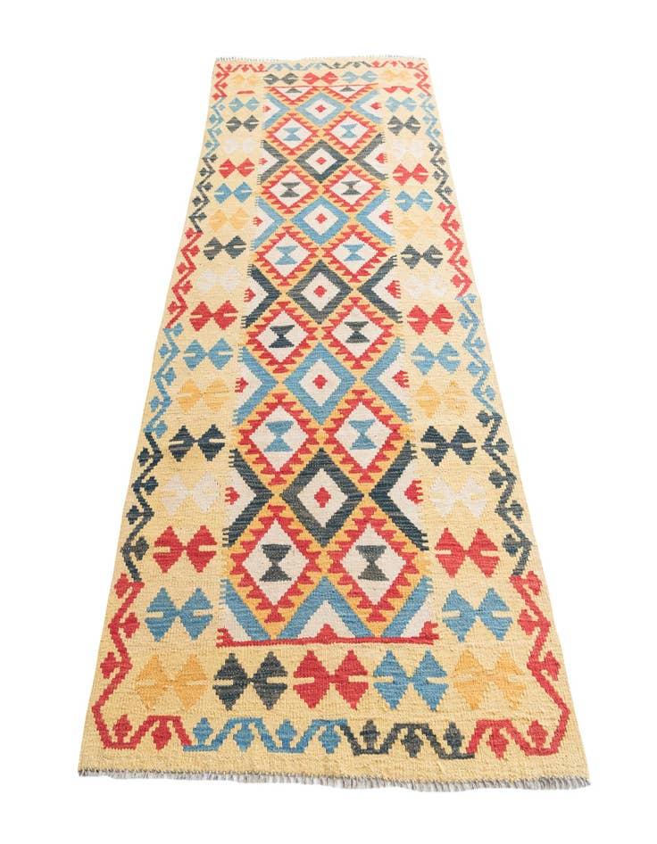 Detail image of  3' 5 x 6' 9  Hand Woven Kilim Maymana Wool Runner Rug