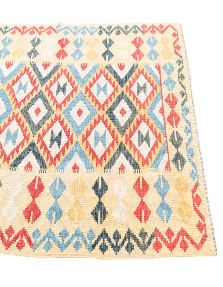 Detail image of  3' 5 x 6' 9  Hand Woven Kilim Maymana Wool Runner Rug