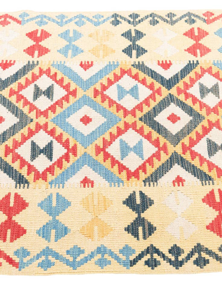 Detail image of  3' 5 x 6' 9  Hand Woven Kilim Maymana Wool Runner Rug