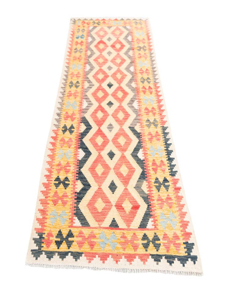 Detail image of  3' 3 x 6' 6  Hand Woven Kilim Maymana Wool Runner Rug
