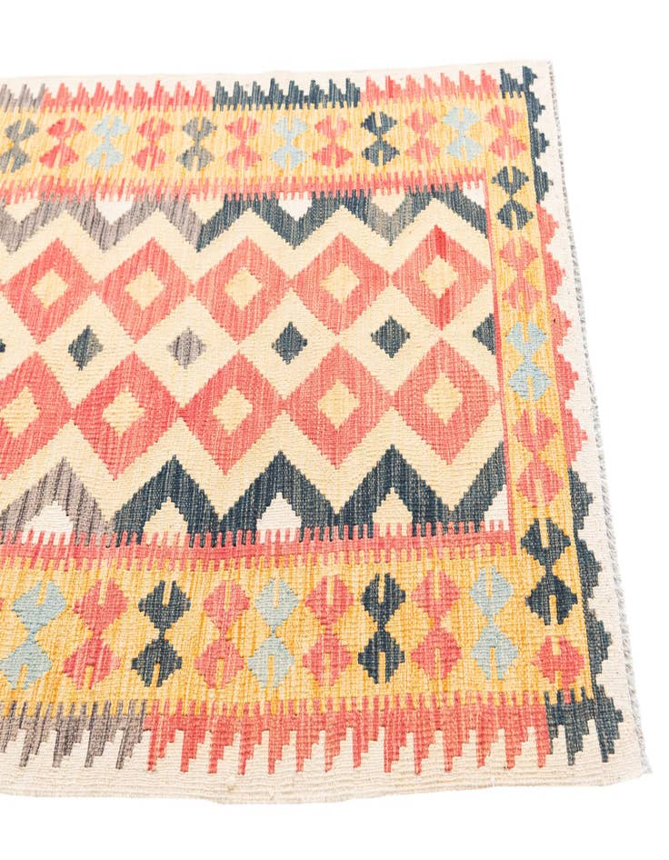 Detail image of  3' 3 x 6' 6  Hand Woven Kilim Maymana Wool Runner Rug