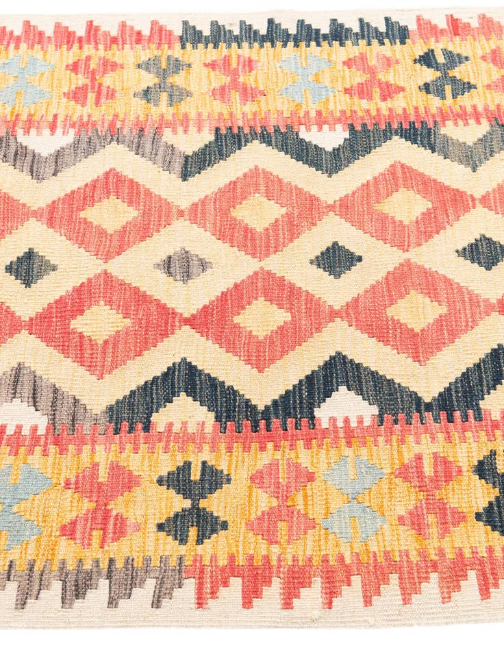 Detail image of  3' 3 x 6' 6  Hand Woven Kilim Maymana Wool Runner Rug
