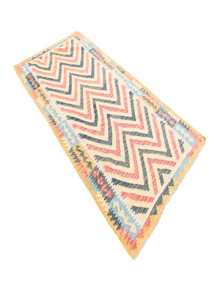 Detail image of  3' 4 x 6' 8  Hand Woven Kilim Maymana Wool Runner Rug
