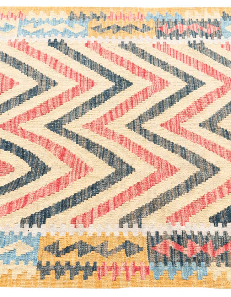 Detail image of  3' 4 x 6' 8  Hand Woven Kilim Maymana Wool Runner Rug