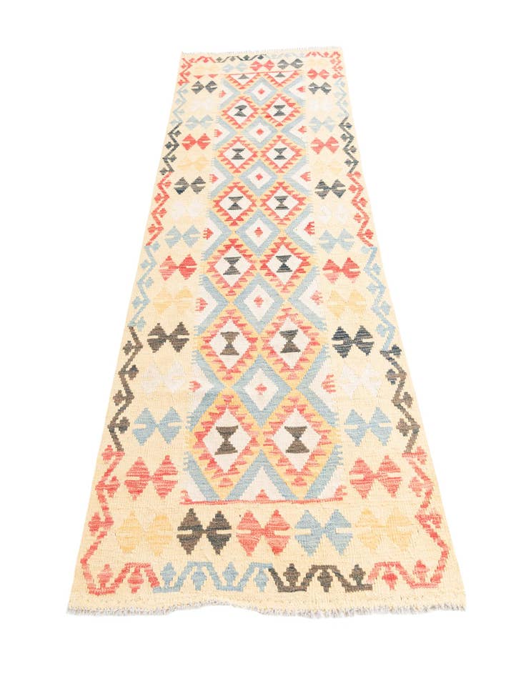 Detail image of  3' 3 x 6' 8  Hand Woven Kilim Maymana Wool Runner Rug