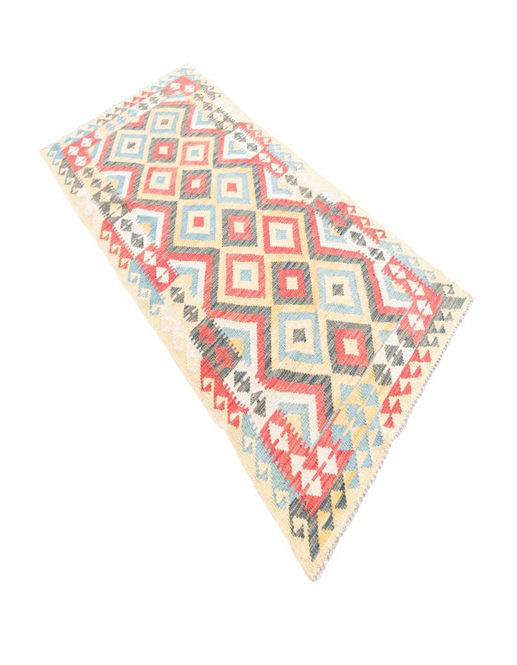 Detail image of  3' 4 x 6' 7  Hand Woven Kilim Maymana Wool Runner Rug