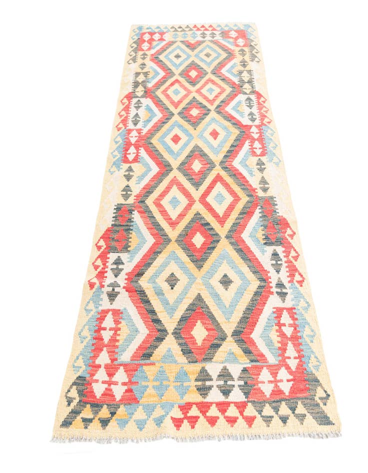 Detail image of  3' 4 x 6' 7  Hand Woven Kilim Maymana Wool Runner Rug