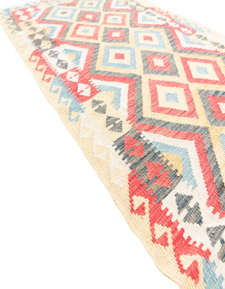 Detail image of  3' 4 x 6' 7  Hand Woven Kilim Maymana Wool Runner Rug