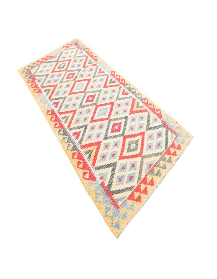 Detail image of  3' 5 x 6' 9  Hand Woven Kilim Maymana Wool Runner Rug