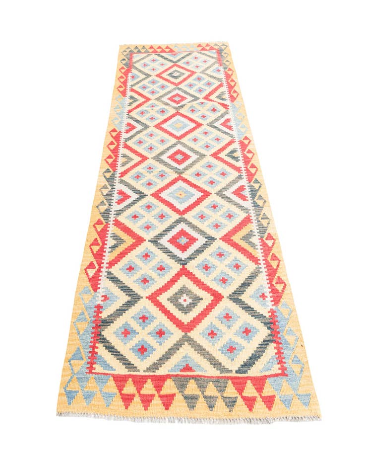 Detail image of  3' 5 x 6' 9  Hand Woven Kilim Maymana Wool Runner Rug