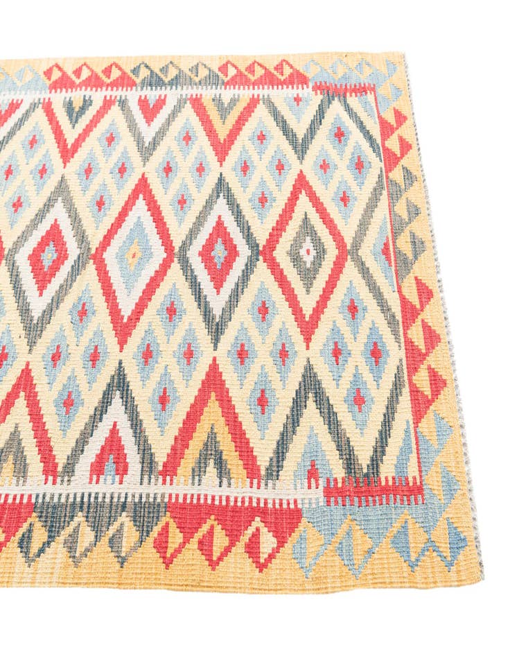 Detail image of  3' 5 x 6' 9  Hand Woven Kilim Maymana Wool Runner Rug