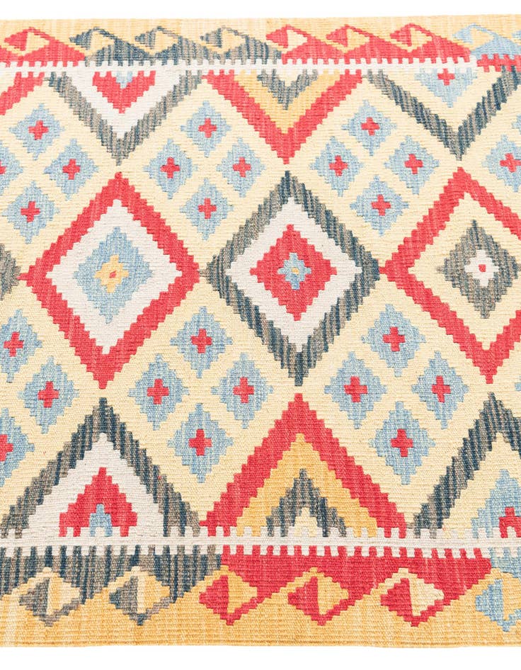 Detail image of  3' 5 x 6' 9  Hand Woven Kilim Maymana Wool Runner Rug