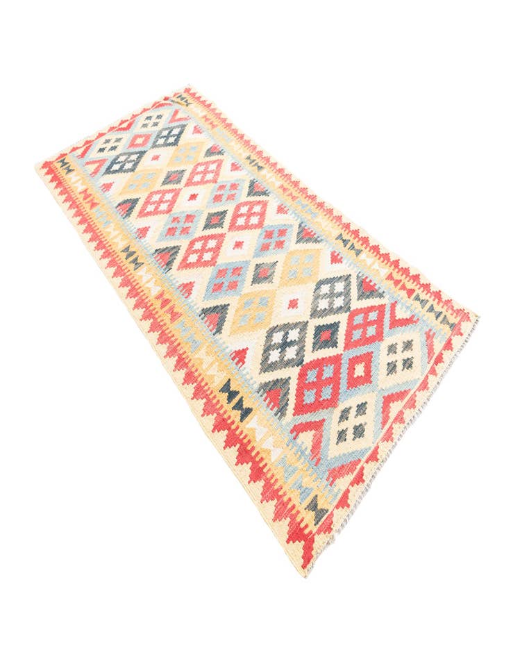 Detail image of  3' 5 x 6' 9  Hand Woven Kilim Maymana Wool Runner Rug