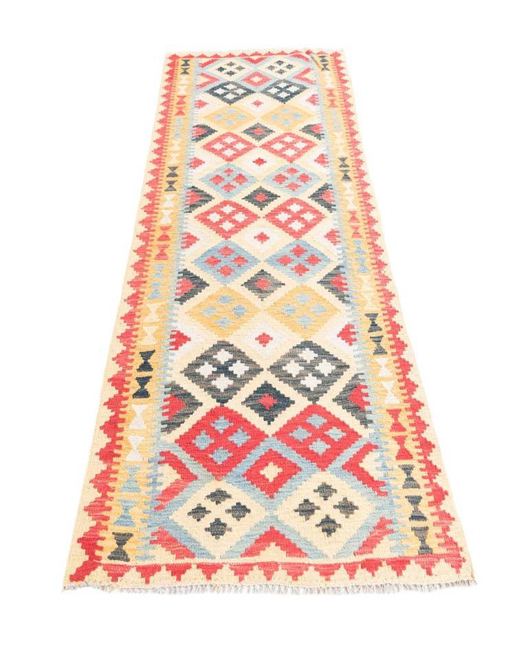 Detail image of  3' 5 x 6' 9  Hand Woven Kilim Maymana Wool Runner Rug