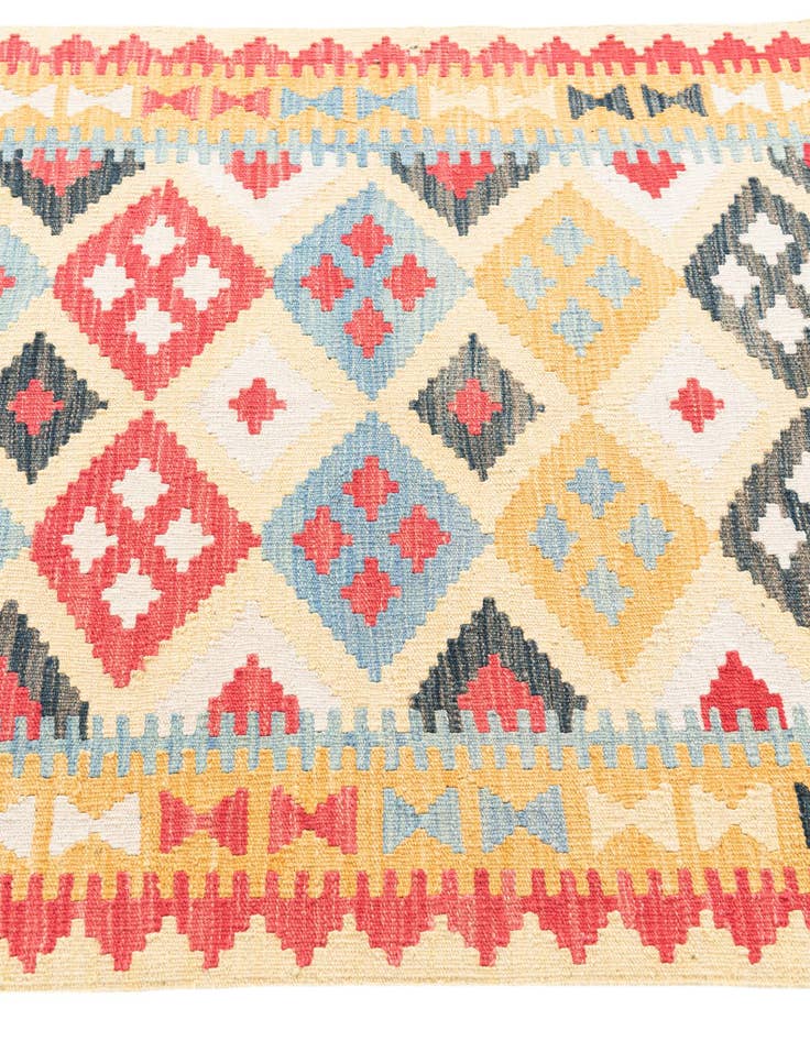 Detail image of  3' 5 x 6' 9  Hand Woven Kilim Maymana Wool Runner Rug
