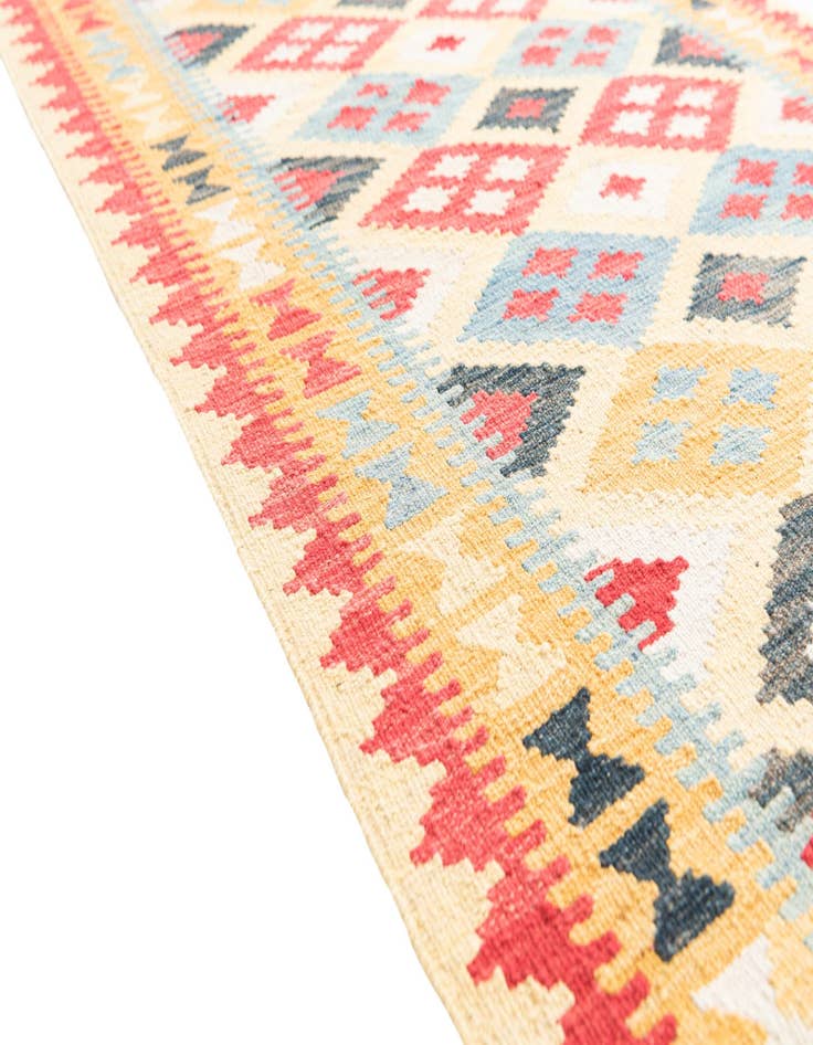 Detail image of  3' 5 x 6' 9  Hand Woven Kilim Maymana Wool Runner Rug