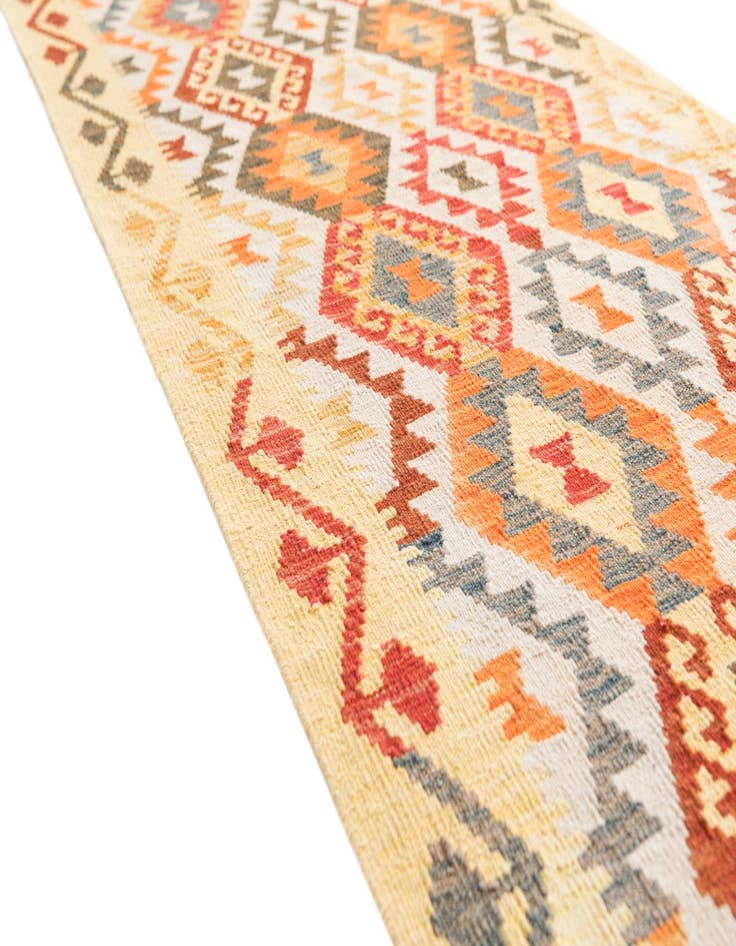 Detail image of  2' 9 x 9' 8  Hand Woven Kilim Maymana Wool Runner Rug
