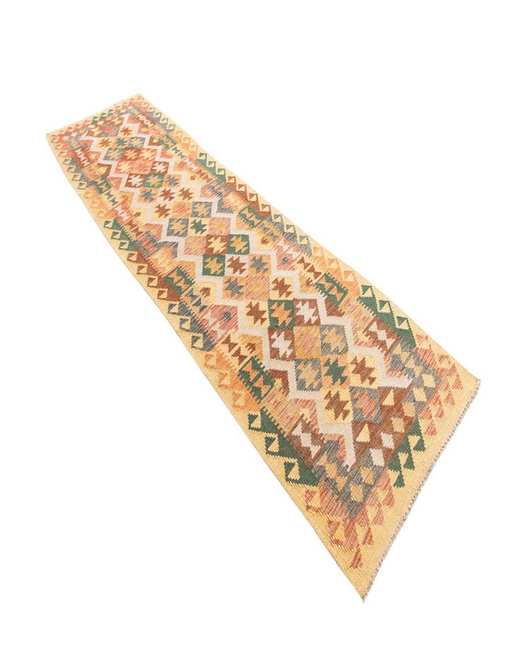 Detail image of  2' 9 x 9' 7  Hand Woven Kilim Maymana Wool Runner Rug