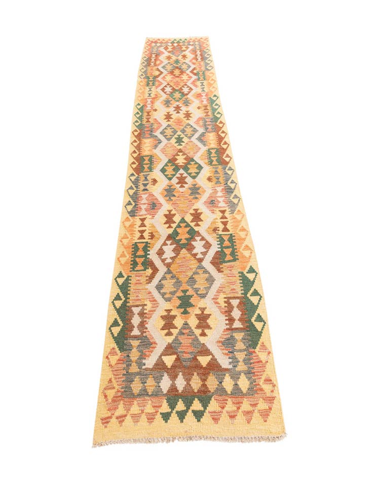 Detail image of  2' 9 x 9' 7  Hand Woven Kilim Maymana Wool Runner Rug