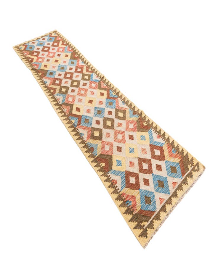 Detail image of  2' 6 x 9' 6  Hand Woven Kilim Maymana Wool Runner Rug