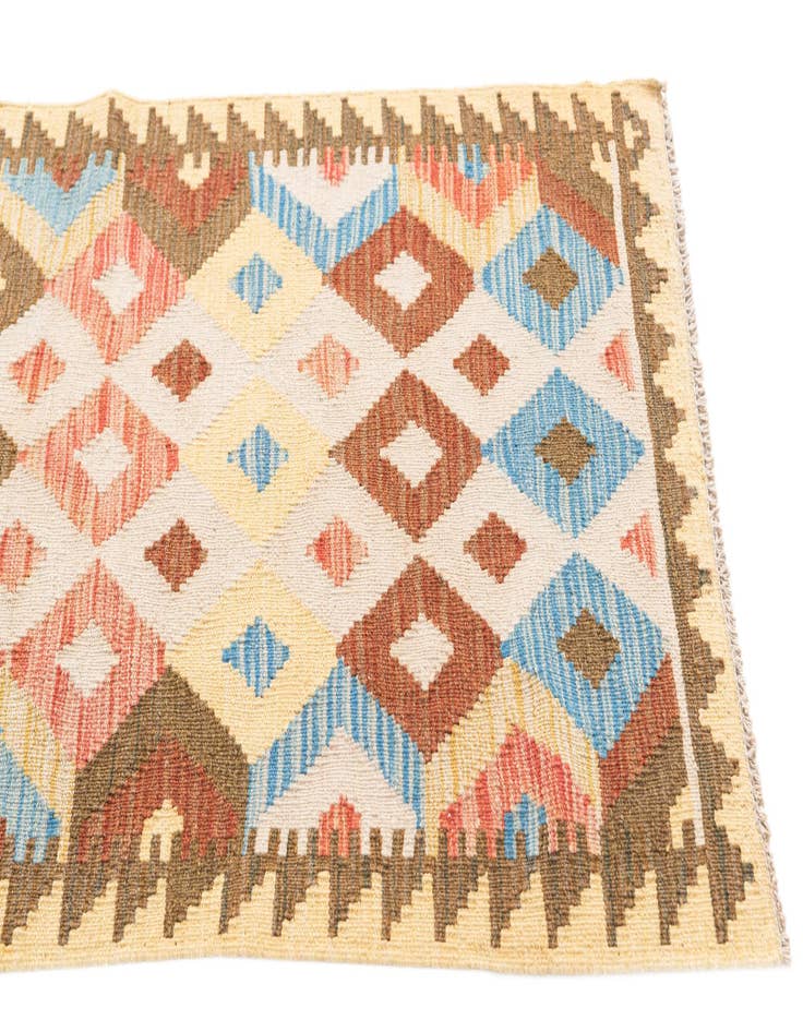 Detail image of  2' 6 x 9' 6  Hand Woven Kilim Maymana Wool Runner Rug