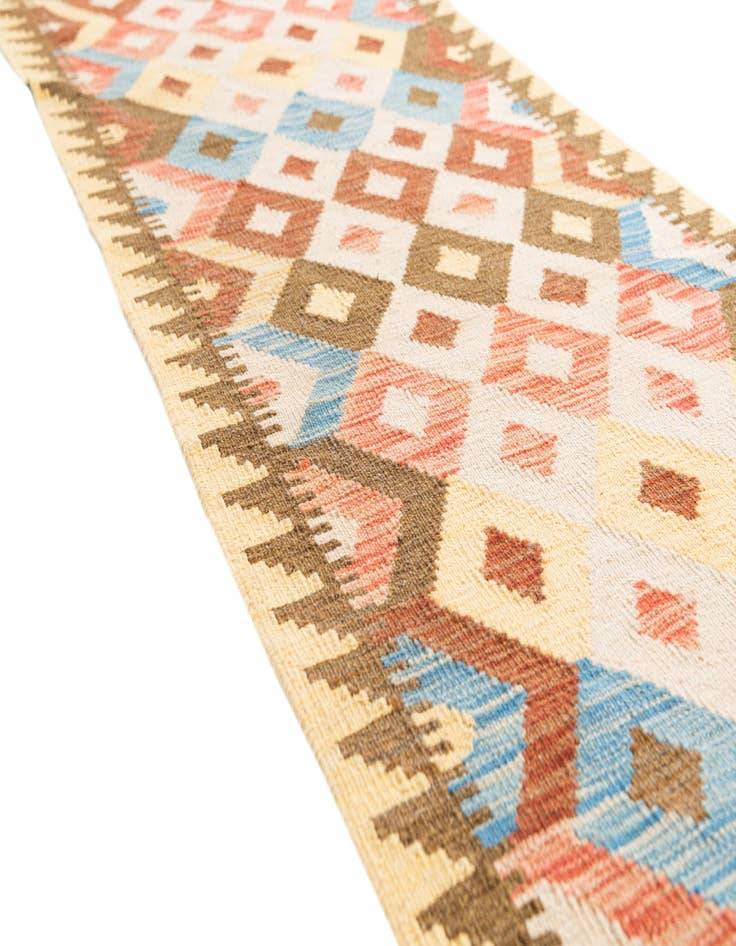 Detail image of  2' 6 x 9' 6  Hand Woven Kilim Maymana Wool Runner Rug