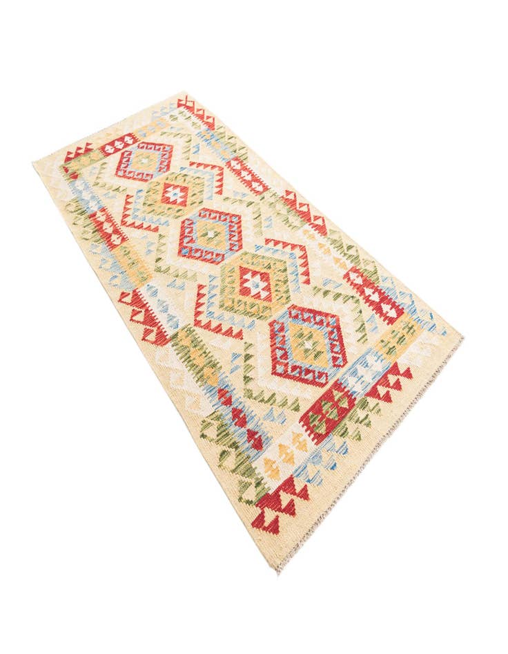 Detail image of  3' 4 x 6' 7  Hand Woven Kilim Maymana Wool Runner Rug