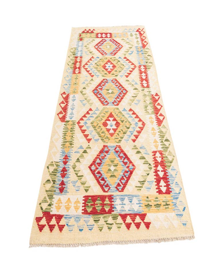 Detail image of  3' 4 x 6' 7  Hand Woven Kilim Maymana Wool Runner Rug