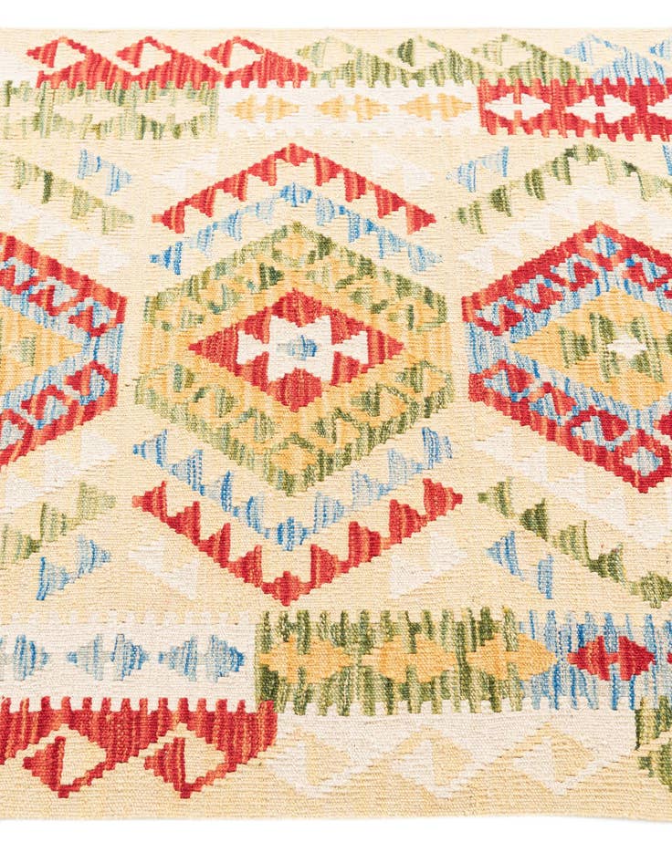 Detail image of  3' 4 x 6' 7  Hand Woven Kilim Maymana Wool Runner Rug