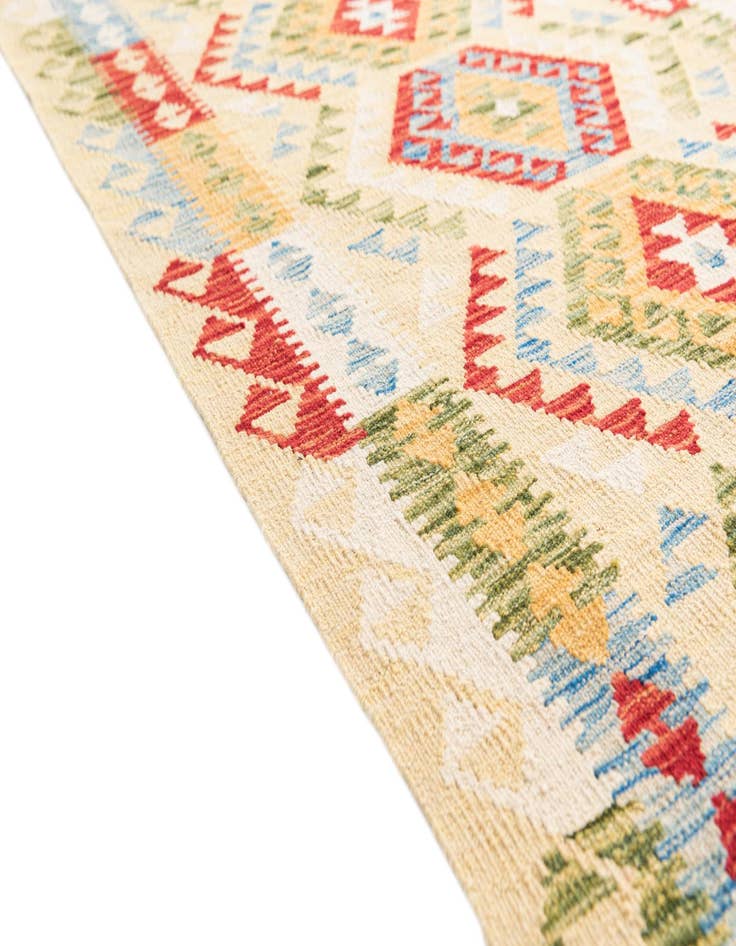 Detail image of  3' 4 x 6' 7  Hand Woven Kilim Maymana Wool Runner Rug