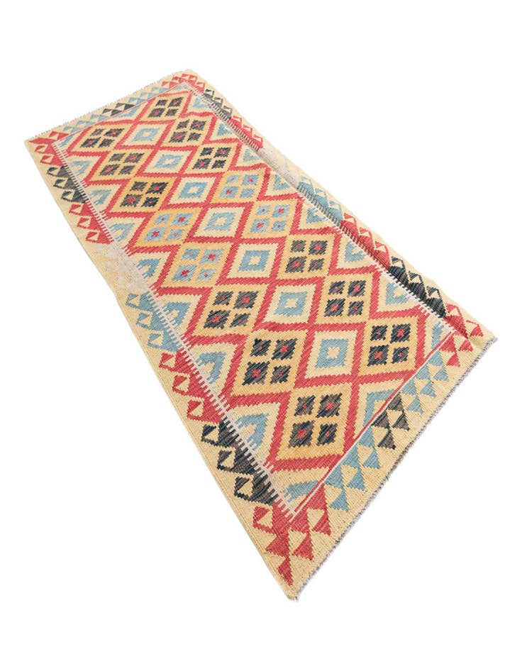 Detail image of  3' 4 x 6' 8  Hand Woven Kilim Maymana Wool Runner Rug