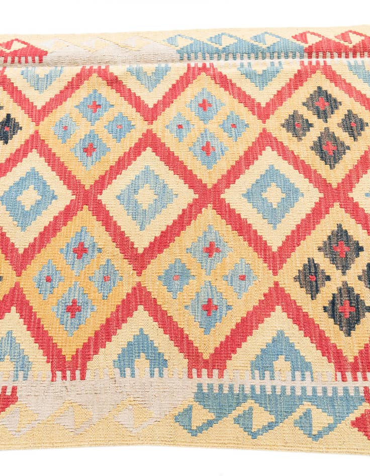 Detail image of  3' 4 x 6' 8  Hand Woven Kilim Maymana Wool Runner Rug
