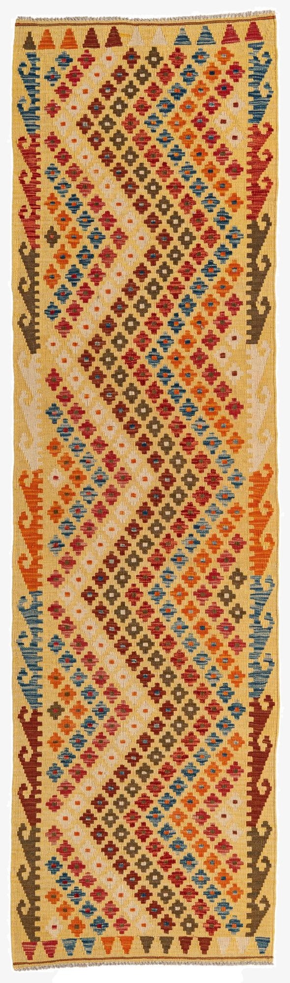  2' 8 x 9' 7  Hand Woven Kilim Maymana Wool Runner Rug
