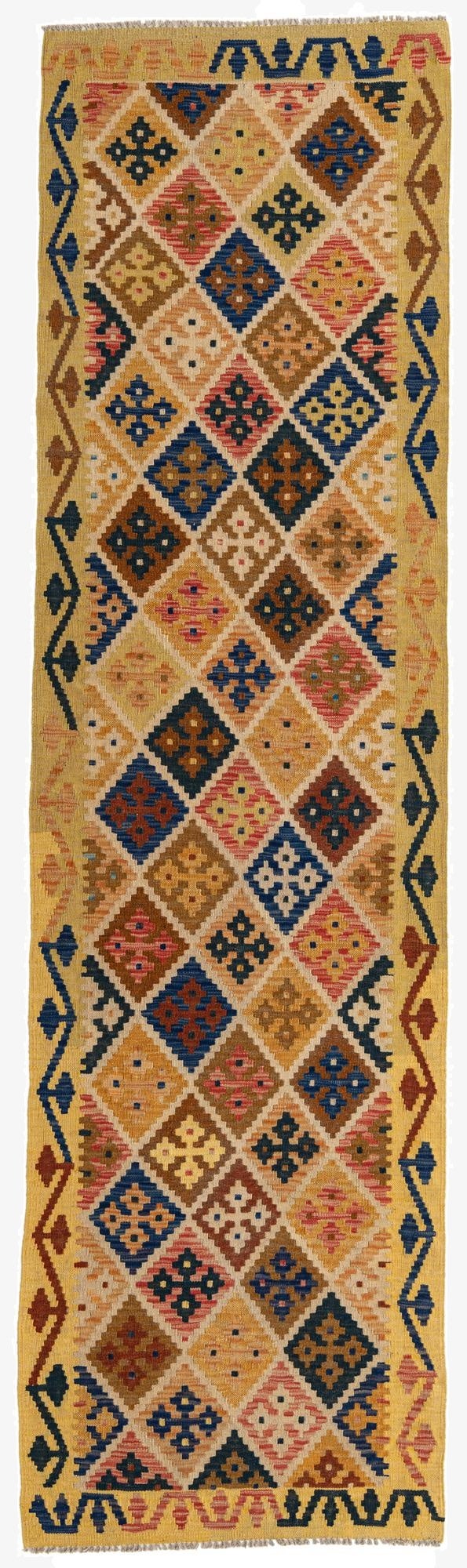 2' 9 x 10'  Hand Woven Kilim Maymana Wool Runner Rug