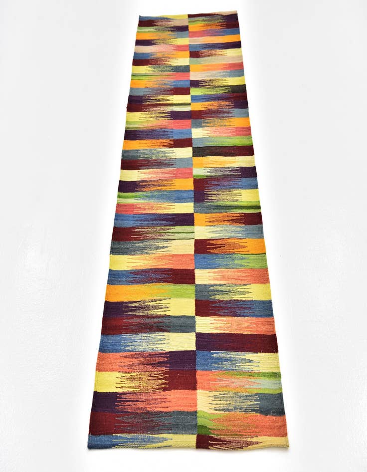 Detail image of  2' 6 x 7' 9  Hand Woven Kilim Modern Wool Runner Rug